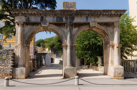 Twin Gates also called Porta Gemina or Dvojna vrata in Pula, Croatia
