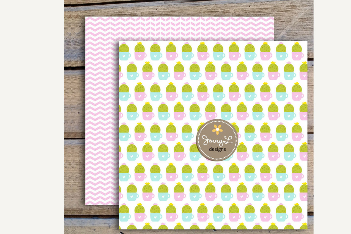 Cactus Digital paper and Clipart, a Pattern Graphic by JennyL Designs (Photo 4 of 4)