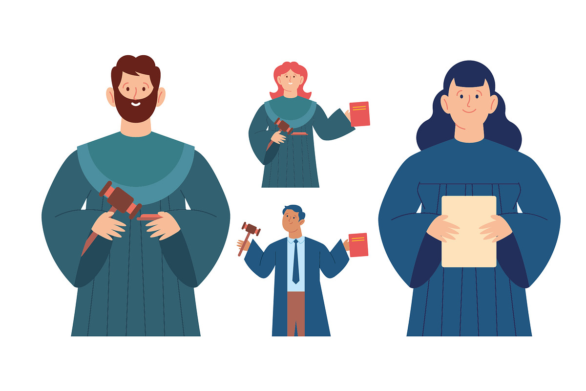 Judge Characters Illustration Set