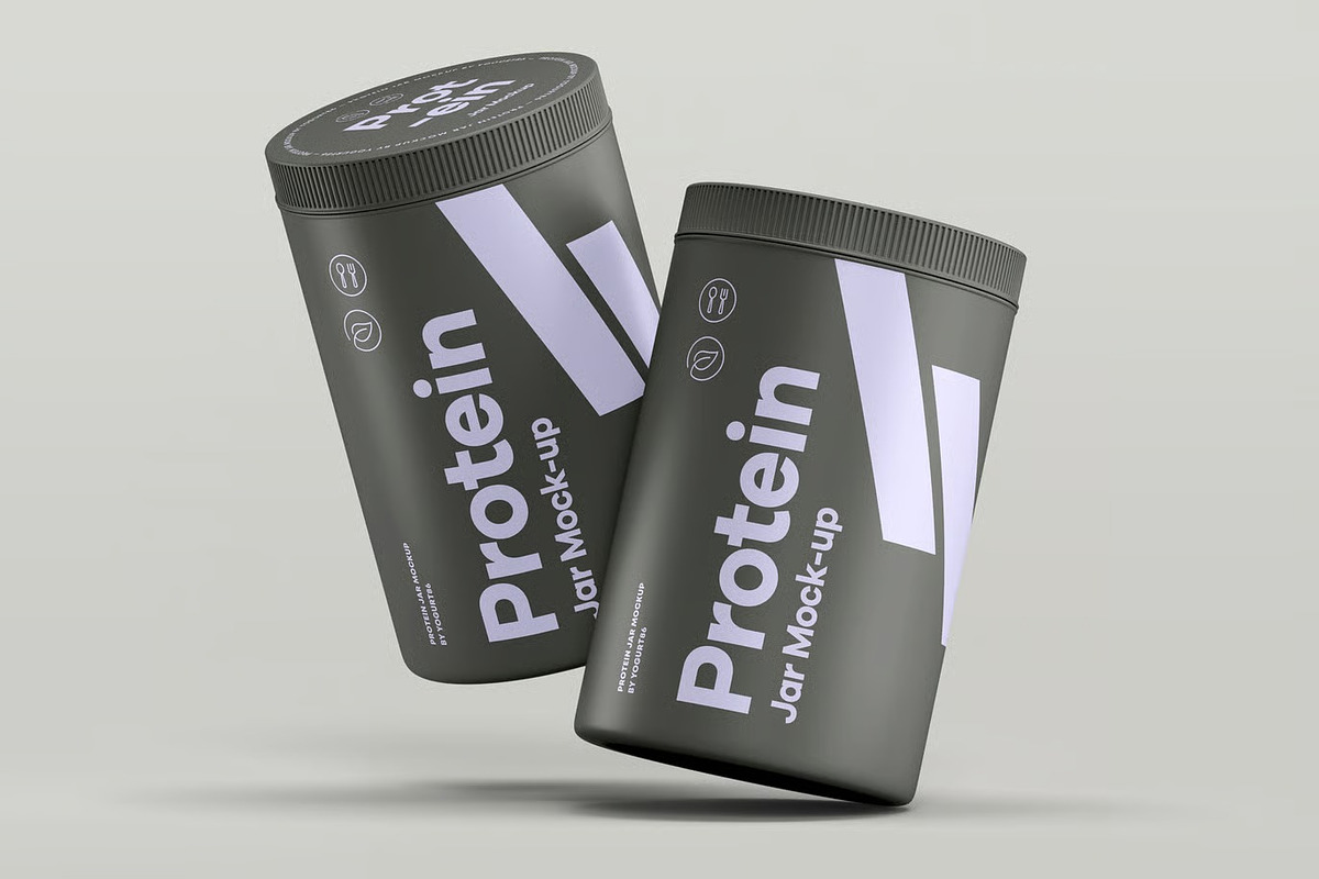 Protein Tall Jar Mock-up, a Packaging Mockup by zippypixelstudio (Photo 3 of 12)