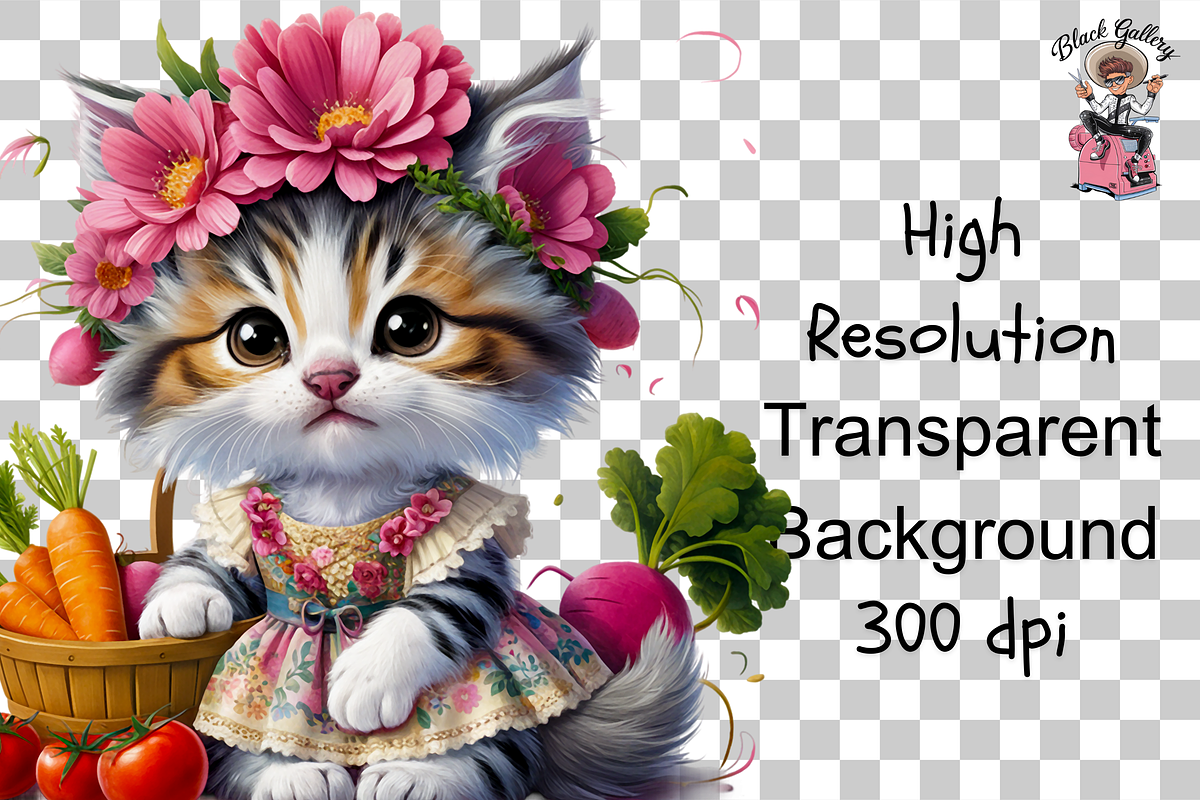 Vegetables Gardener Cat PNG Bundle, a Graphic by Clipart Bloom (Photo 13 of 13)
