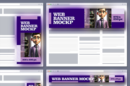 Web Banner Mockup Layout Set, an Advertising Mockup by Avelina Studio