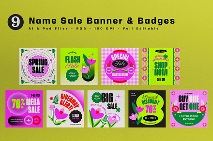 Pink Y2K Spring Sale Banner, an UI Kit Template by graphicook