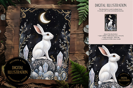 White Crystal Hare Illustration