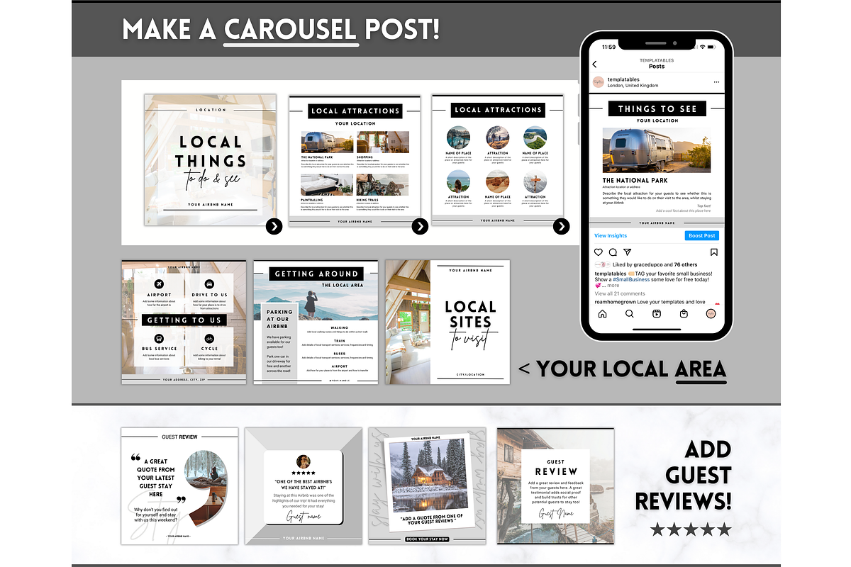 Instagram Post Templates for Airbnb, a Social Media Template by Templatables (Photo 6 of 12)