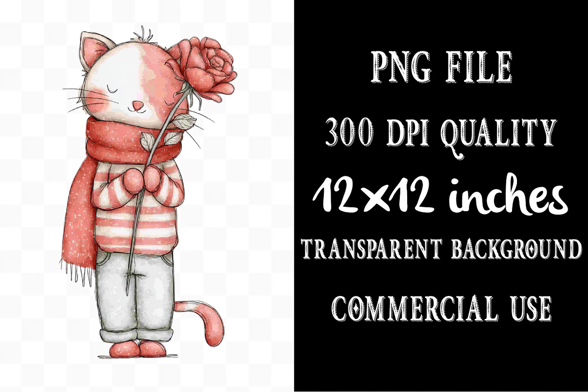 Valentine Cat Clipart., an Illustration by Designking (Photo 4 of 5)