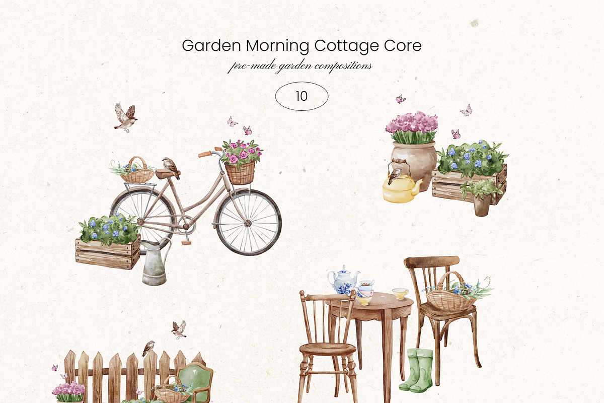 Garden Morning Cottage Core set, a Decorative Illustration by Yuliia Lashevska (Photo 6 of 17)
