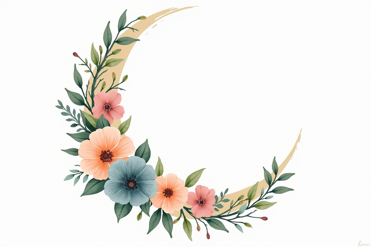 Floral Crescent Moon Watercolor Clip, a Graphic by Gaye Art (Photo 13 of 17)