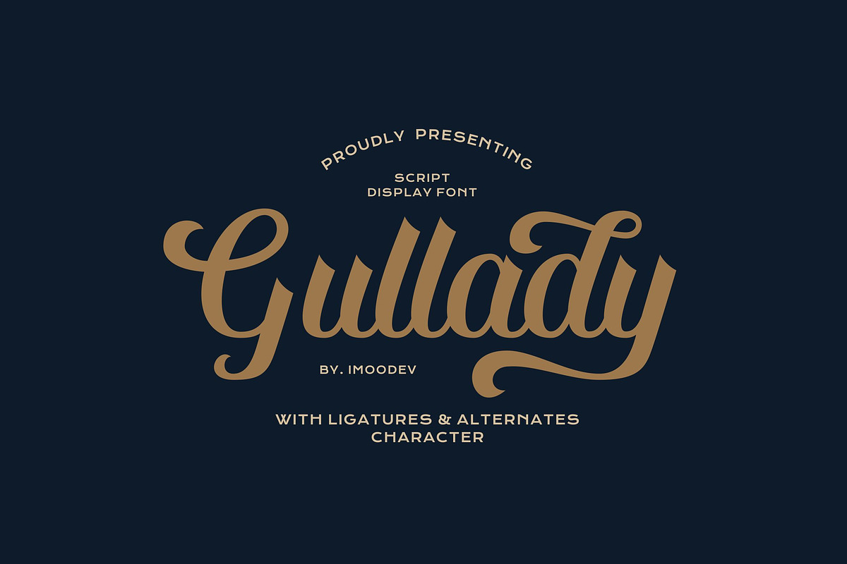 Gullady - Vintage Script Typeface, a Script Font by Imoodev (Photo 1 of 6)