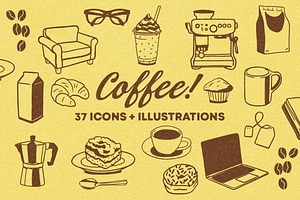 Coffee Hand Drawn Line Illustrations