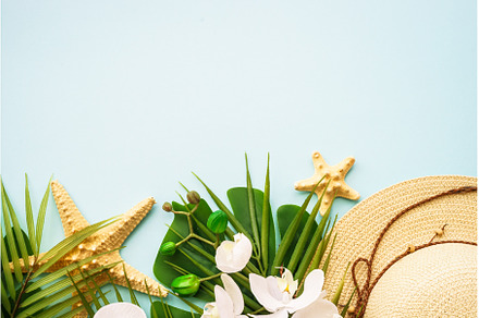 Summer flat lay background, sea, a Holiday Photo by Nadia-nb