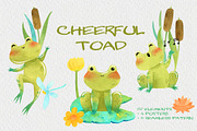 Cheerful Toad, Frog clipart, an Animal Illustration by LukaJreym (Thumbnail 1 of 10)