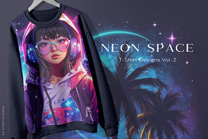 Neon Space-Themed Backgrounds