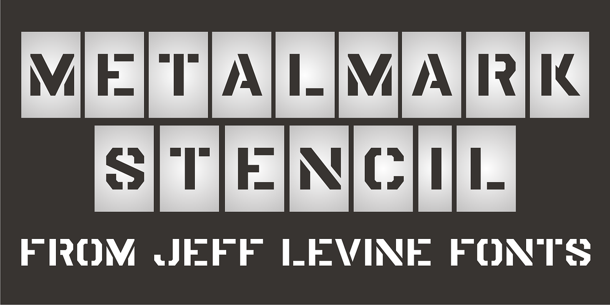 Metalmark Stencil JNL, a Sans Serif Font by Jeff Levine Fonts