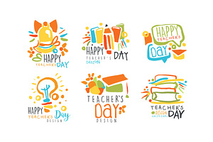Happy Teachers Day Labels and, an Education Illustration by TopVectors