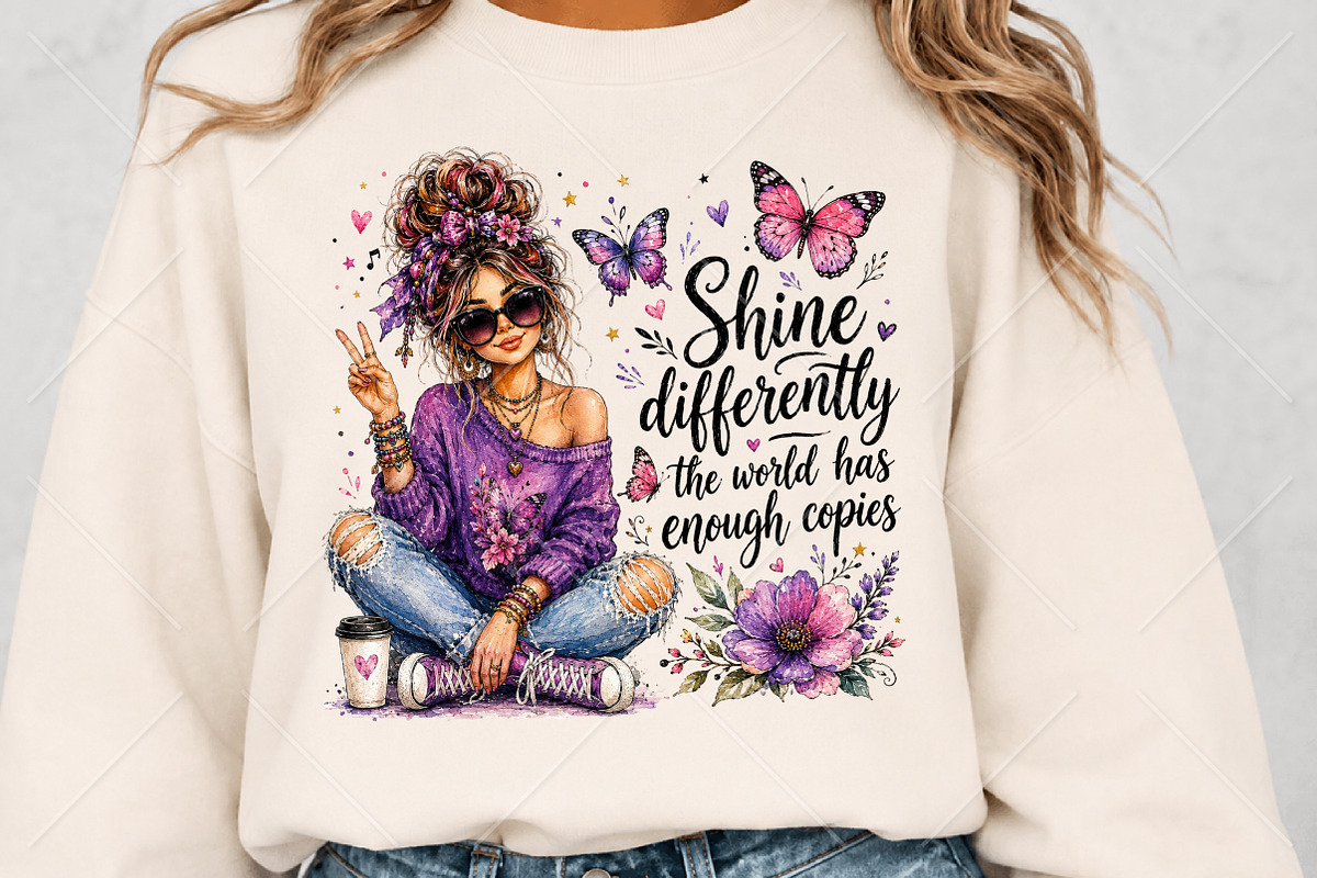 Shine Differently Purple Boho Girl, a Seasonal Illustration by Canvas Craft (Photo 5 of 6)