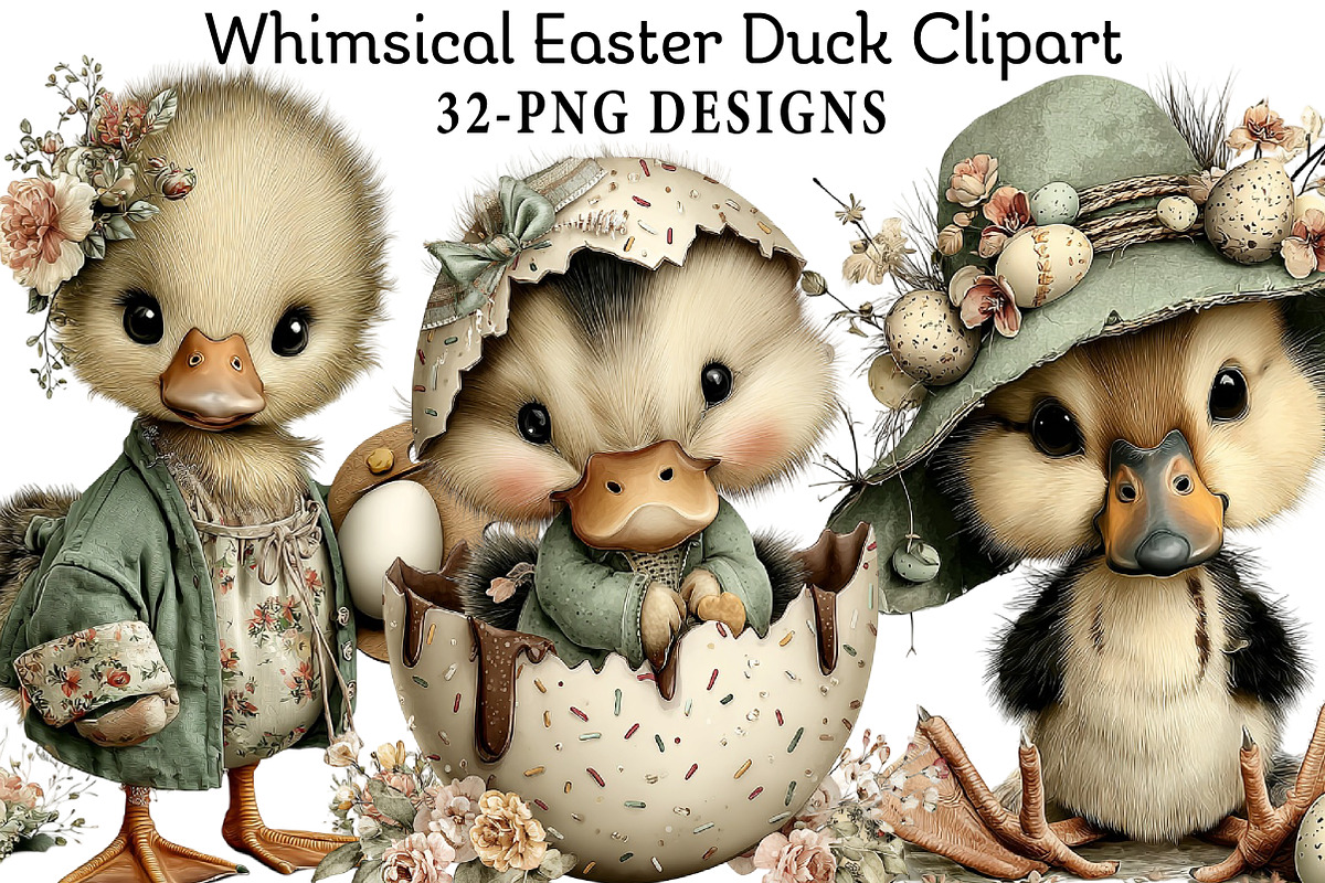 Whimsical Easter Duck Clipart, an Illustration by Daily.Designs (Photo 1 of 7)