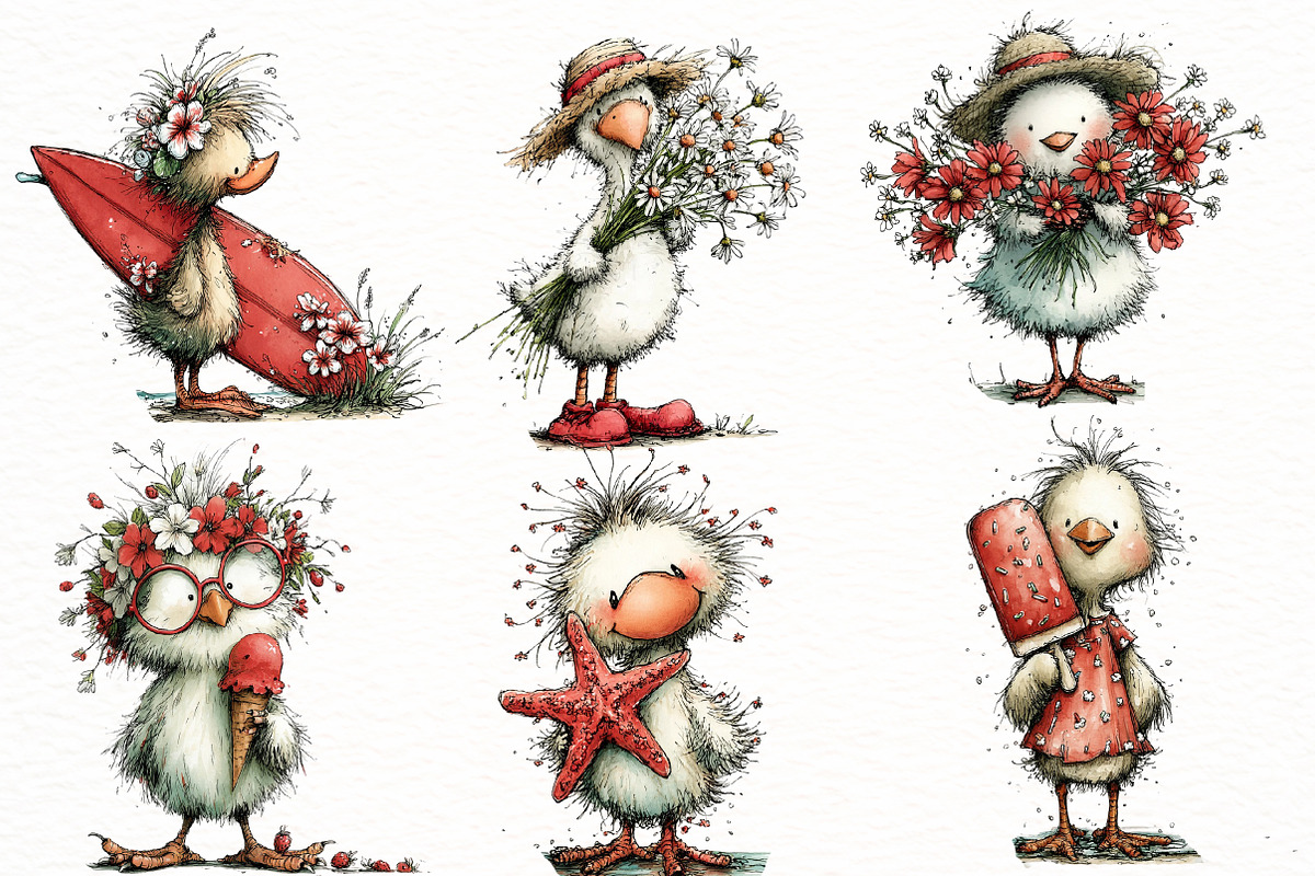 whimsical summer chick Clipart, an Illustration by Designworld (Photo 3 of 4)
