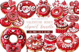 Valentine Donut Clipart, an Illustration by DreamArtGraphic