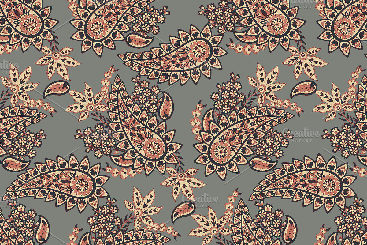 Paisley seamless fabric pattern, a Pattern Graphic by antalogiya (Photo 4 of 5)