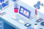 Study desk with laptop, an Education Illustration by Yayasya (Thumbnail 3 of 3)