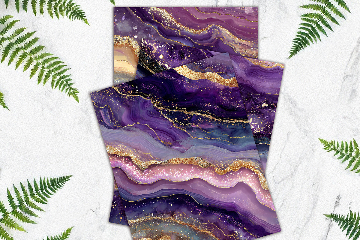Royal Purple Agate Digital Paper Set, a Background Graphic by V Design Creator (Photo 12 of 12)