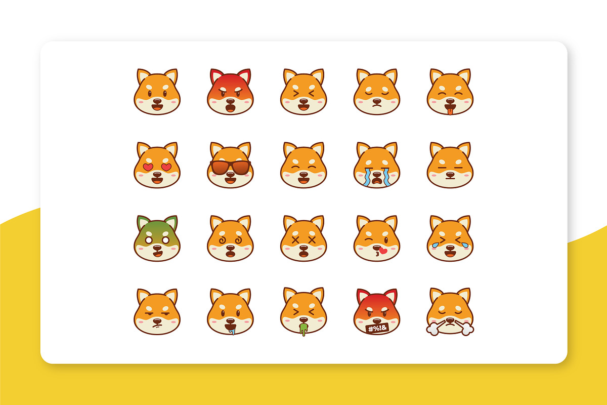 Cute Shiba Inu Emoticon, an Emoji Icon by yellowline (Photo 2 of 3)