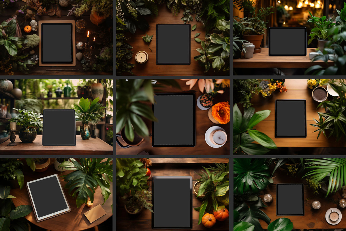Ipad Pro with Green Plants Mockups, an iPad Mockup by AlineArtStore (Photo 2 of 6)