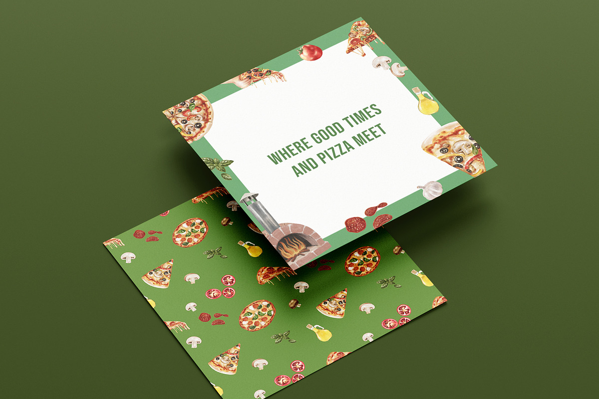 Pizza Time – Watercolor Food, a Food Illustration by CreativeValuation (Photo 10 of 11)