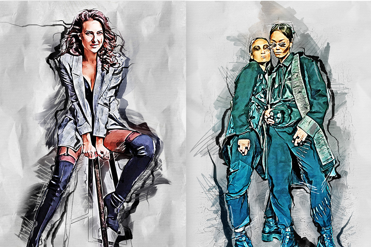 Fashion Sketch Photoshop Action, an Action Add-On by GorynArt (Photo 12 of 24)