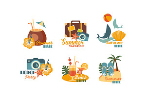 Collection Of Summer Logos, Beach