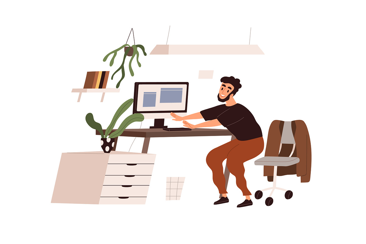 People do workout at workplace set, a Person Illustration by Good Studio (Photo 4 of 9)