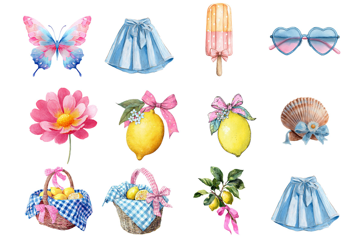 Girly lemon summer Clipart, an Illustration by DreamArtGraphic (Photo 4 of 4)
