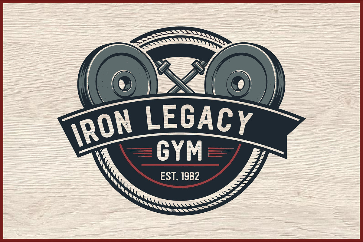 10 Vintage Gym Fitness Logo Badge, a Healthcare Illustration by Artivon (Photo 6 of 11)