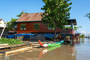 Traditional Bugis floating houses on Lake Tempe, Sulawesi, Indon, an Architecture Photo by GoodGoods