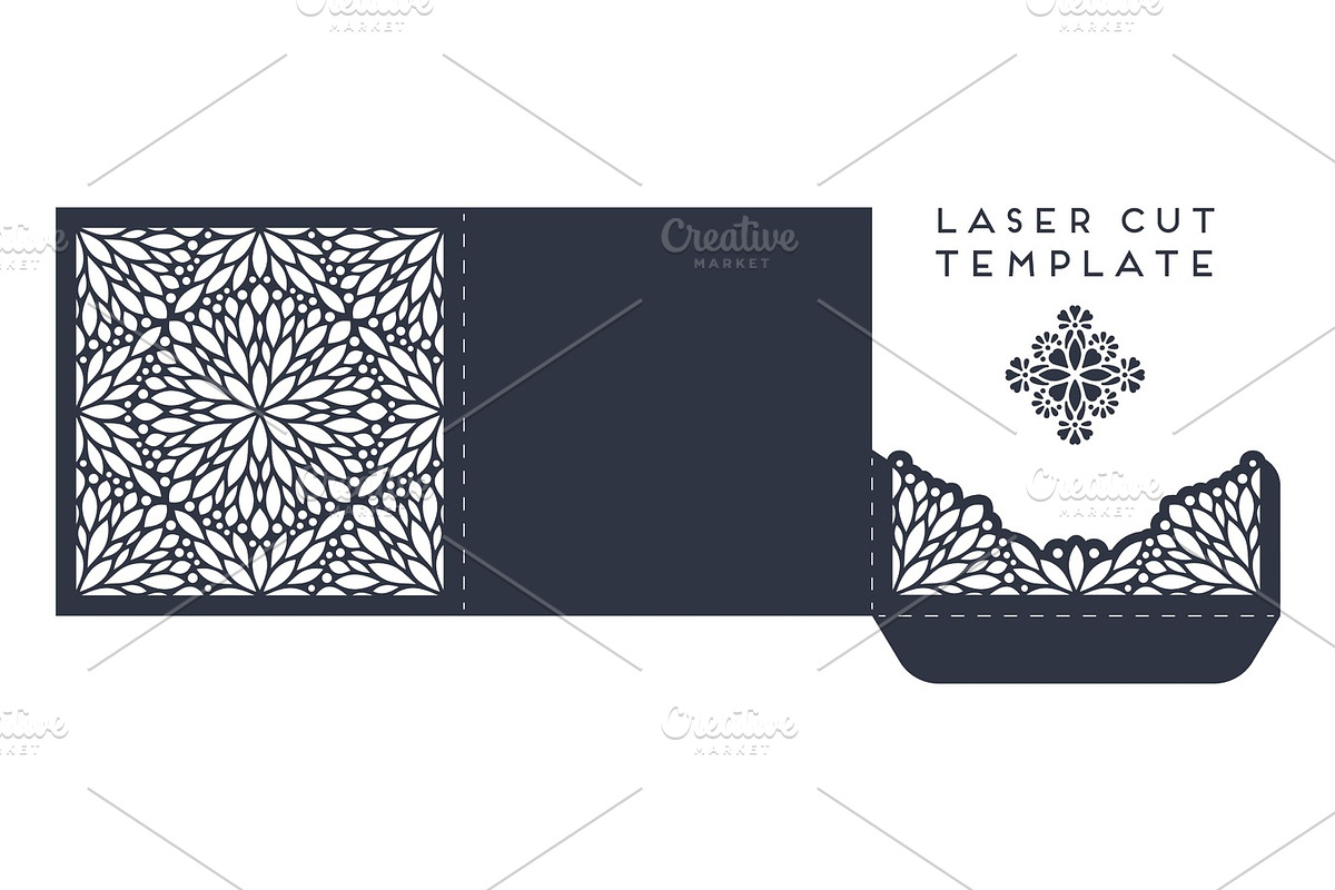 Vector wedding card laser cut template with mandala, a Card Template by Tori Shen
