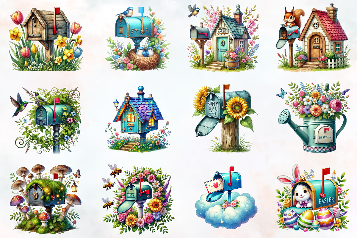 Spring Mailbox Sublimation Clipart, an Illustration by RobertsArt (Photo 7 of 7)