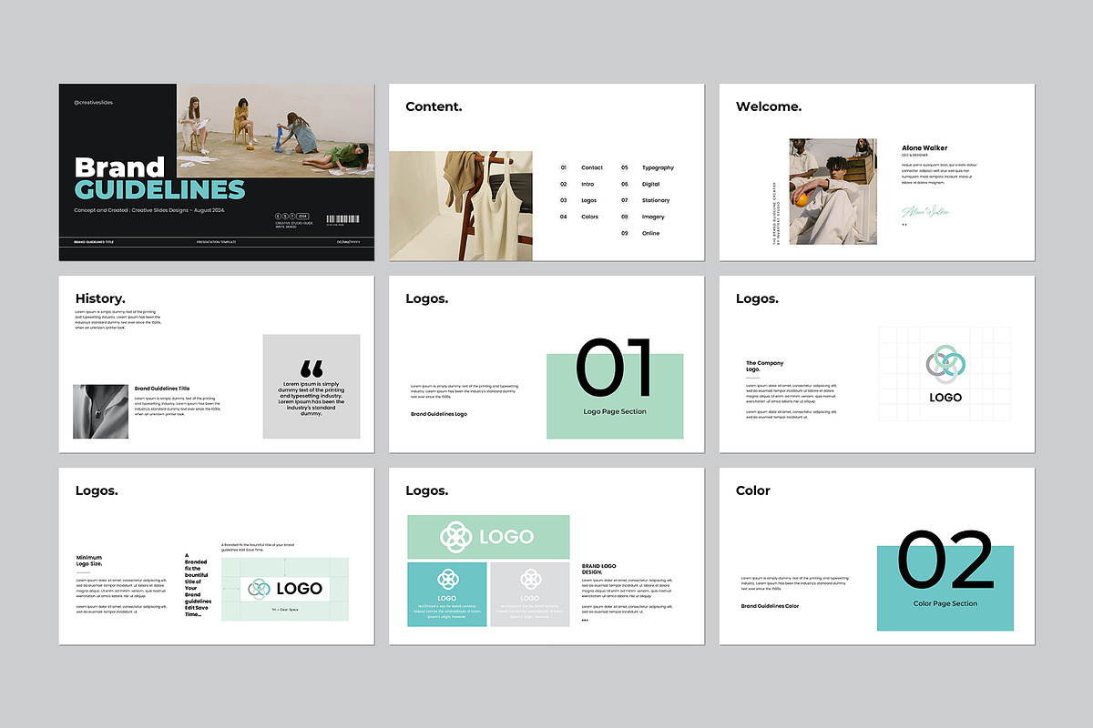 Brand Guidelines Template, a Presentation Template by CreativeSlides