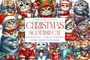 Christmas Scottish Cat Clipart PNG, an Illustration by SinaCreation (Thumbnail 1 of 7)