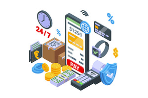 Isometric online payment concept, a Finance Illustration by Valerie Bodnar