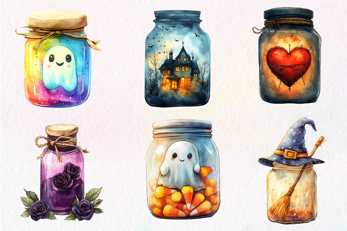 Halloween Mason Jar Clipart, an Illustration by Dream Creation (Photo 4 of 7)
