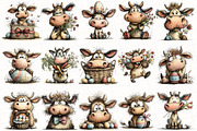 Whimsical Easter Cow Clipart, an Illustration by OK Design (Thumbnail 3 of 6)