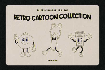 Retro Cartoon Character Collection, an Illustration by Shyeno