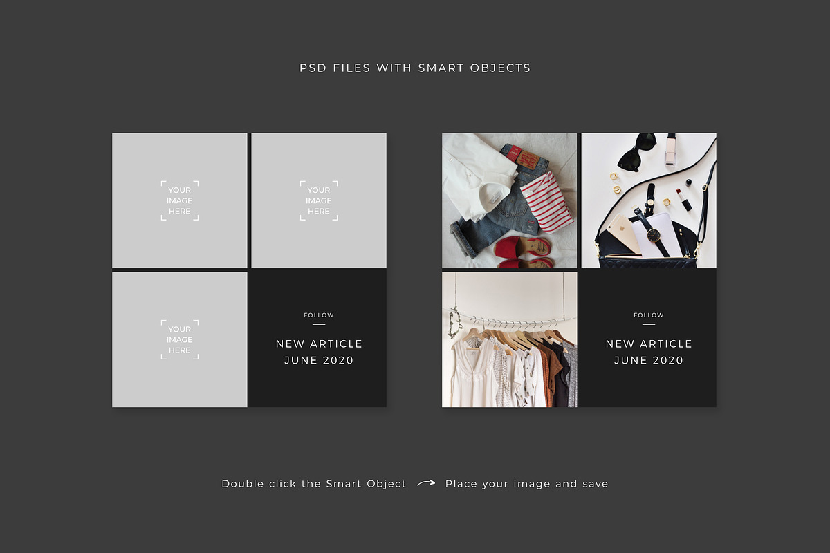 Soft Black Instagram Pack PS & Canva, a Social Media Template by Studio Siv (Photo 6 of 6)