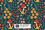Woodland Mushrooms Seamless Pattern, a Wallpaper Graphic by Irina Ostapenko (Thumbnail 1 of 5)