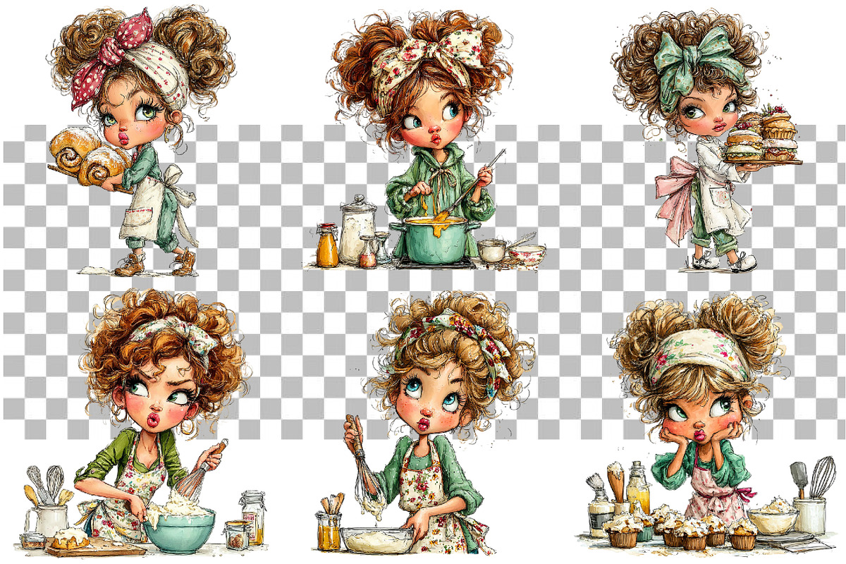 Cute Cooking Girl Clipart, a Seasonal Illustration by Daily.Designs (Photo 3 of 4)