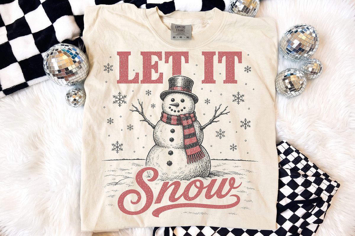 Vintage Let It Snow Christmas Design, a Seasonal Illustration by Libby Wishes (Photo 4 of 4)