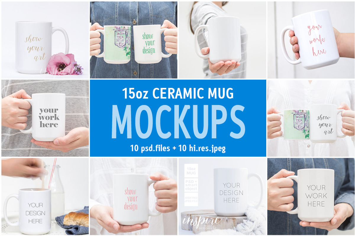 15oz Ceramic Mug Mockup Bundle, a Cups & Container Mockup by Inspire Mockups (Photo 1 of 5)