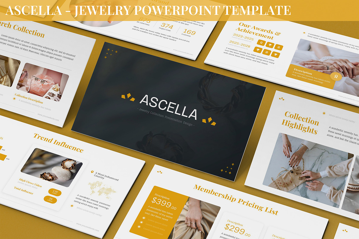 Ascella - Jewelry Powerpoint, a Presentation Template by SlideFactory (Photo 1 of 4)