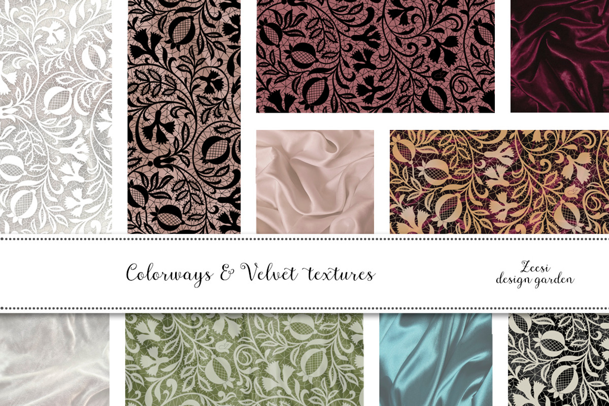 Lace on Velvet Patterns & Textures, a Pattern Graphic by Zeesi Design Garden (Photo 2 of 11)